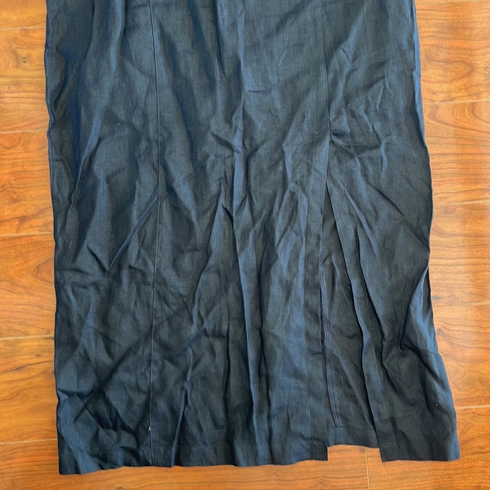 Nitya Black Linen Sleeveless Maxi Dress with Button Details on Back - Picture 2 of 12